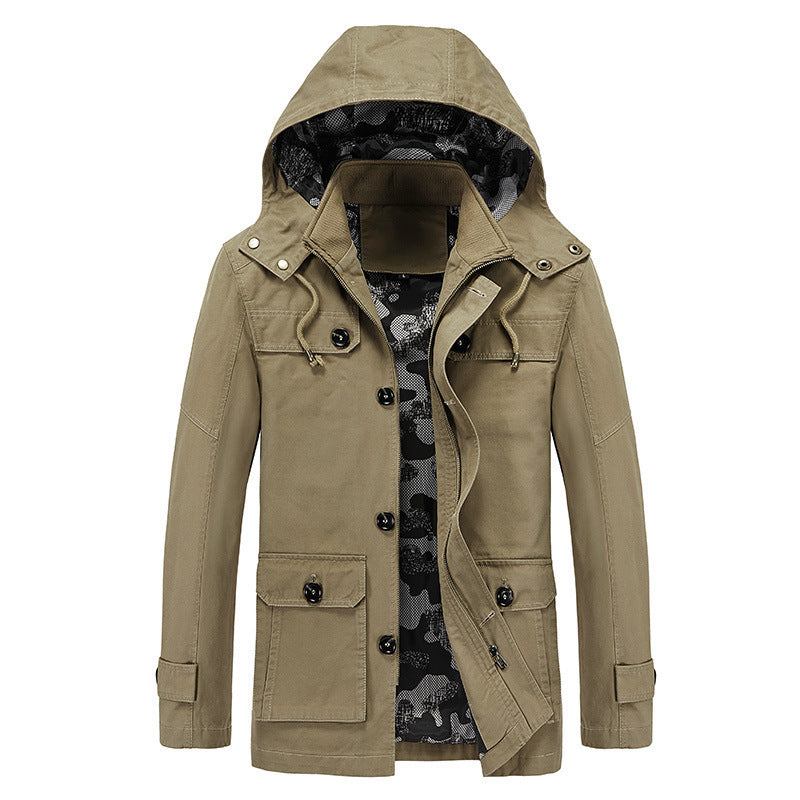 Herren leichter Canvas-Fieldparka mit camouflage-Innenfutter, verdecktem Reißverschluss und Mehrzwecktaschen Nord Taschen