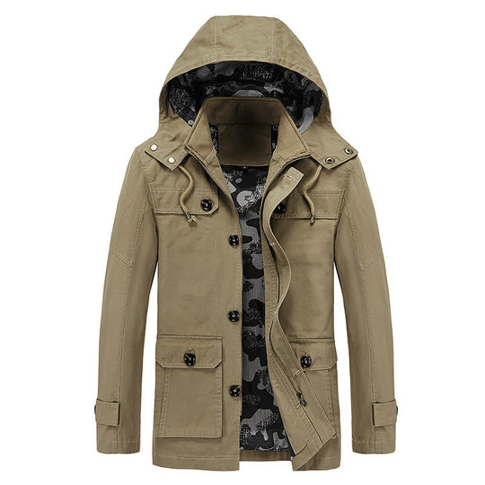 Herren leichter Canvas-Fieldparka mit camouflage-Innenfutter, verdecktem Reißverschluss und Mehrzwecktaschen Nord Taschen