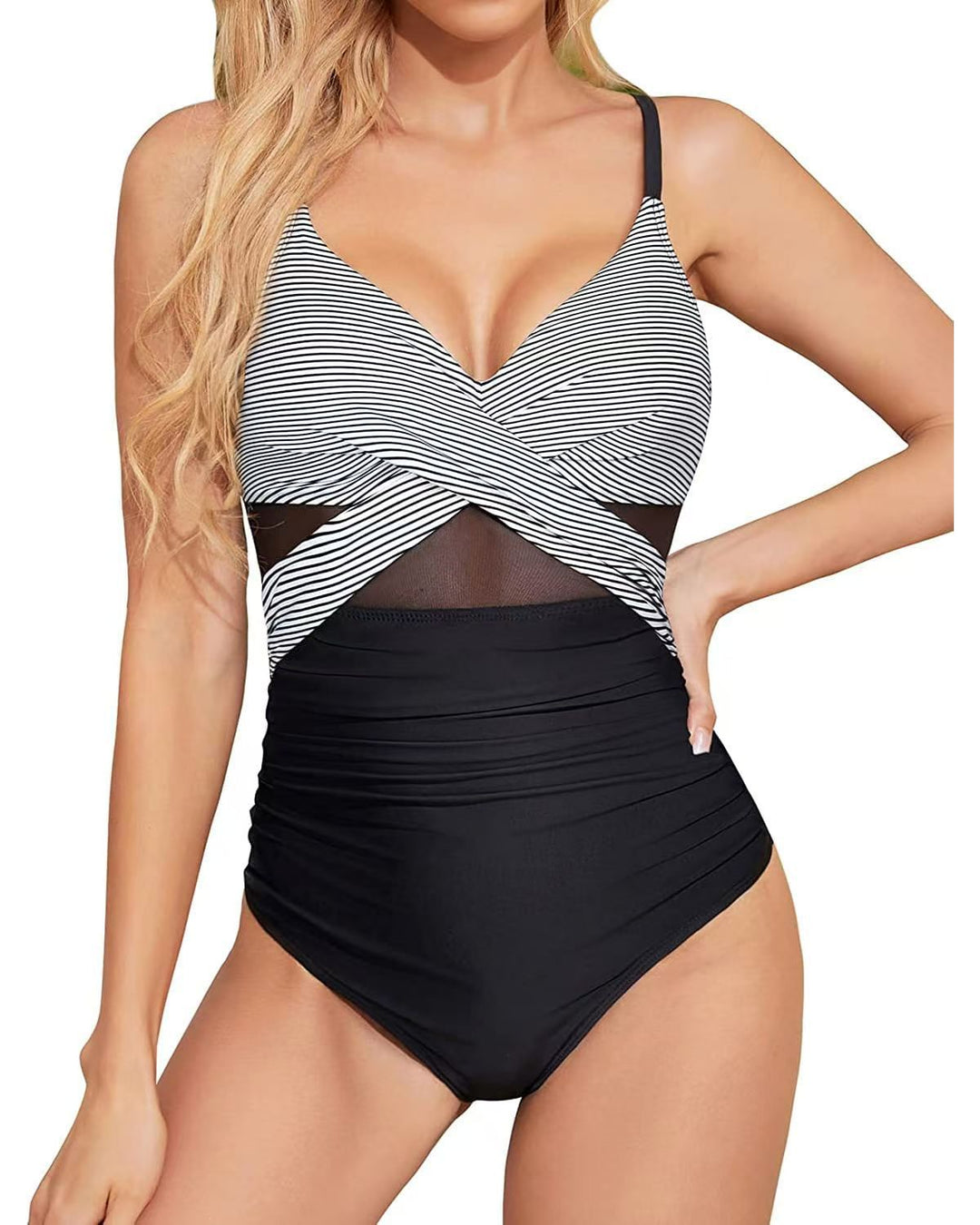 Damen Hochwertiger Einteiler Badeanzug mit trendigen Cut-Out-Details