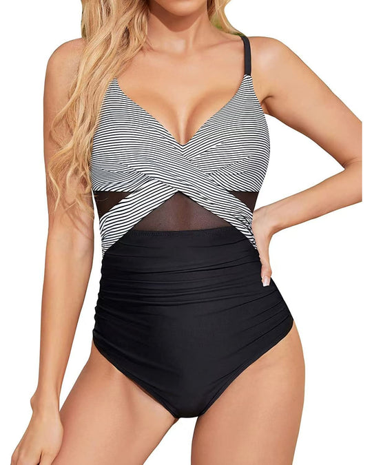 Damen Hochwertiger Einteiler Badeanzug mit trendigen Cut-Out-Details