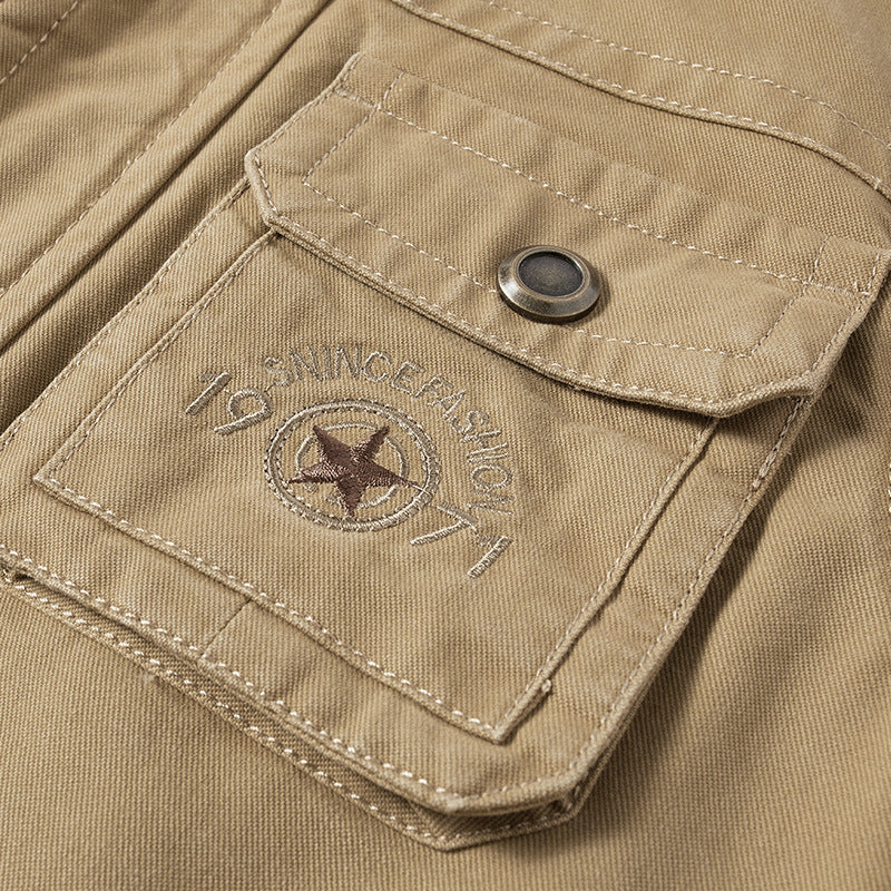 Herren Multifunktionale Canvas-Weste mit Mehrere Außentaschen und Stehkragen Nord Taschen