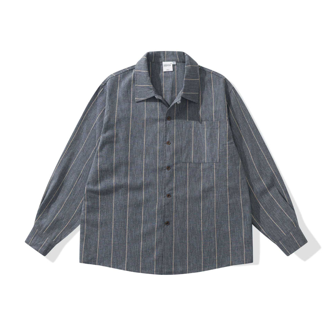 Herren Leichtes Overshirt im Relaxed‑Schnitt mit feiner Streifenstruktur Nord Taschen