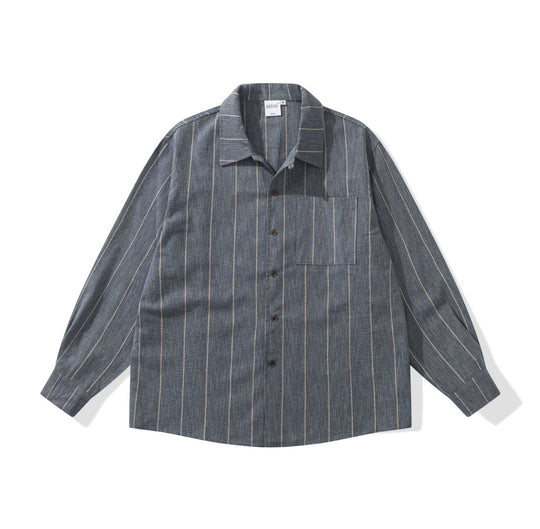 Herren Leichtes Overshirt im Relaxed‑Schnitt mit feiner Streifenstruktur Nord Taschen