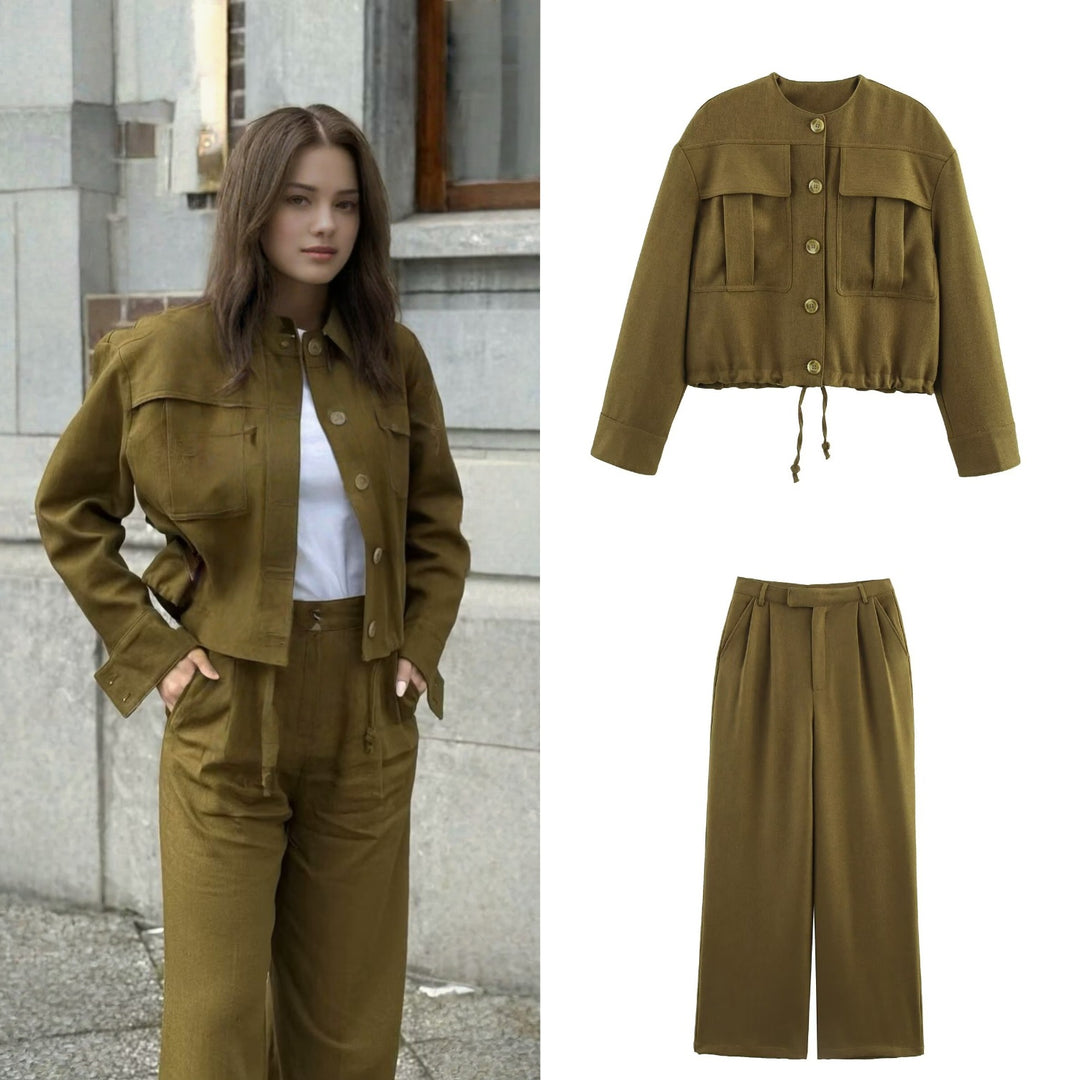 Damen Cropped Fieldjacke mit aufgesetzten Pattentaschen und Kordelzug Nord Taschen