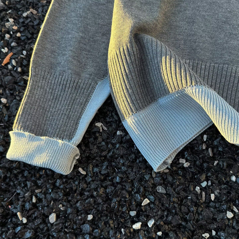 Damen Oversized Polo-Feinstrickpullover mit Kontrastkragen und geripptem Saum Nord Taschen