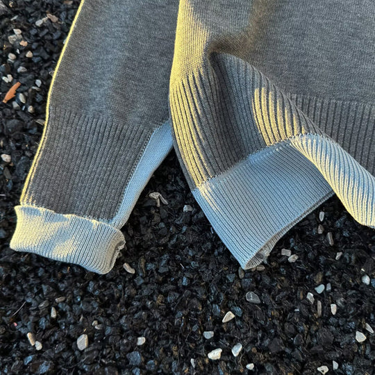 Damen Oversized Polo-Feinstrickpullover mit Kontrastkragen und geripptem Saum Nord Taschen