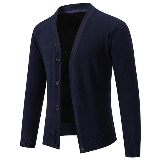 Herren Feinstrick-Cardigan mit V-Ausschnitt, schmaler Silhouette und Rippabschlüssen Nord Taschen