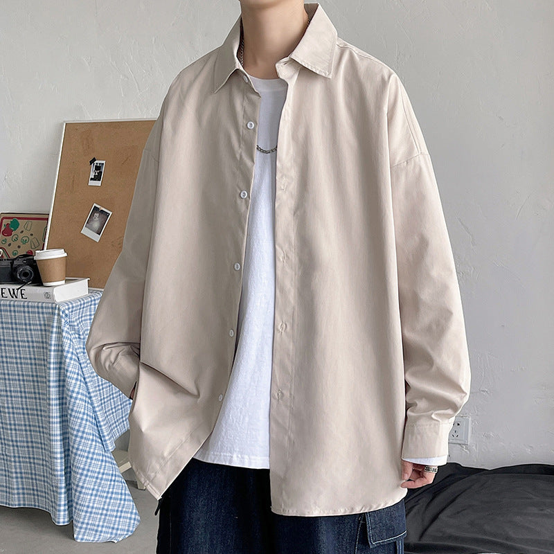 Herren leichtes Overshirt-Hemdjacke aus Baumwollmix mit verdeckter Knopfleiste, überschnittener Schulter und abgerundetem Saum Nord Taschen