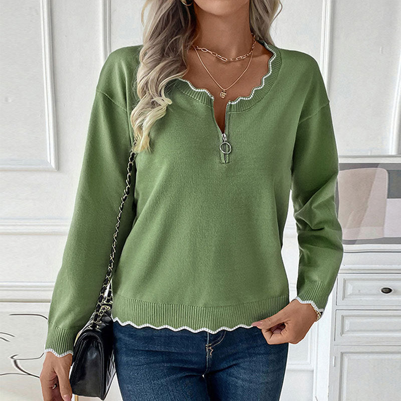 Damen Bequemer Strickpullover mit Reißverschluss Nord Taschen