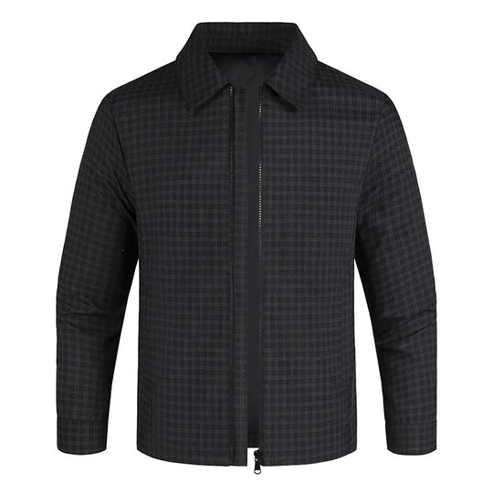 Herren Leichtes kariertes Overshirt-Jackett mit verdecktem Zwei-Wege-Reißverschluss und Hemdkragen Nord Taschen