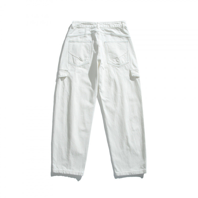 Damen Hochtaillierte Cargo-Hose entspannte Passform mit Klappentaschen und rohem Saum Nord Taschen