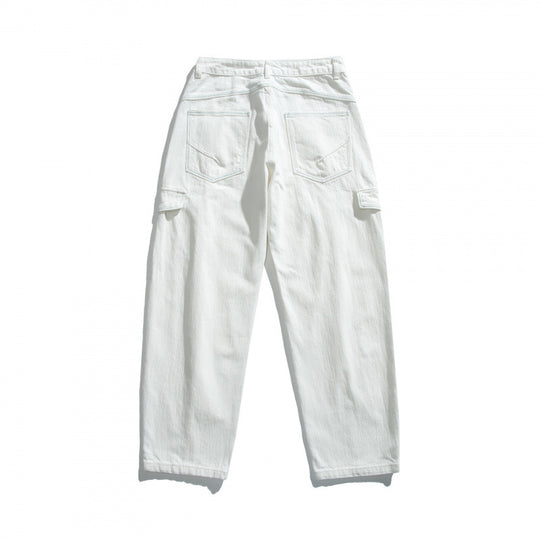 Damen Hochtaillierte Cargo-Hose entspannte Passform mit Klappentaschen und rohem Saum Nord Taschen