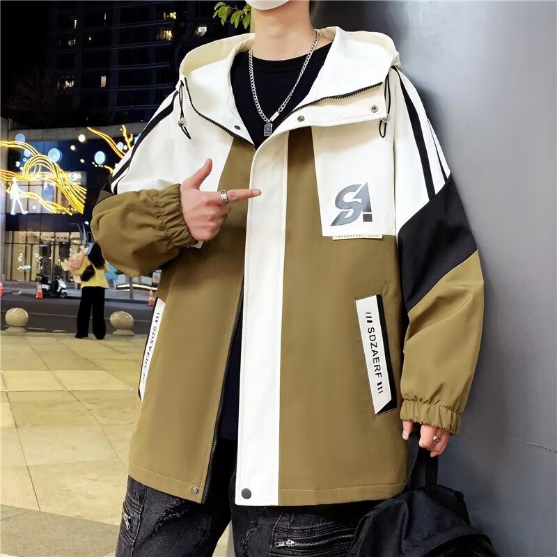 Herren Colourblock-Utility-Outdoorjacke mit Kapuze, Kontraststreifen und verdecktem Reißverschluss Nord Taschen