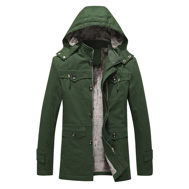 Herren wattierter Canvas-Parka mit fester Kapuze, kuscheligem Teddy-Innenfutter und Mehrfach-Taschen Nord Taschen