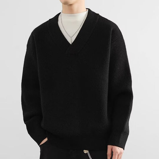 Herren Grobstrick-Pullover mit V-Ausschnitt Nord Taschen