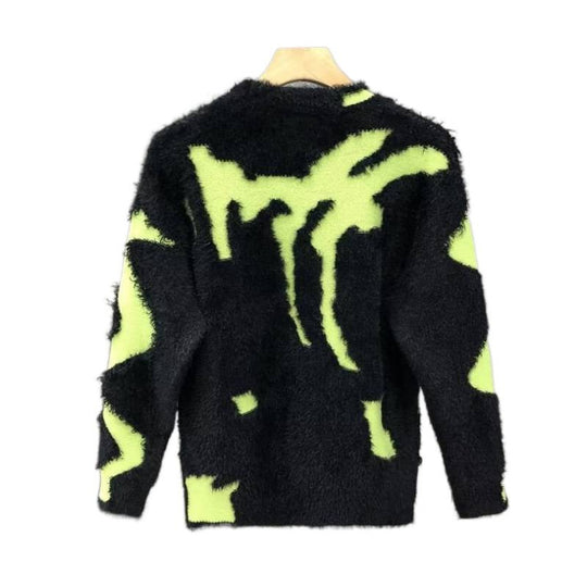 Unisex Flauschiger Oversize-Strickpullover mit abstraktem Destroy-Detail und Strukturmix Nord Taschen