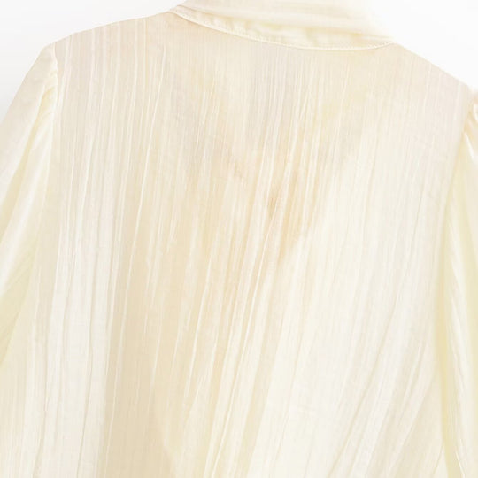 Damen Elegante Chiffonbluse mit Schleifenkragen, Plissee-Detail und Ballonärmeln Nord Taschen