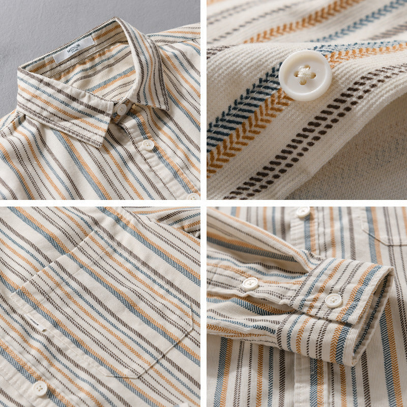 Herren Overshirt aus Baumwollmischung mit vertikalen Streifen und Brusttasche Nord Taschen