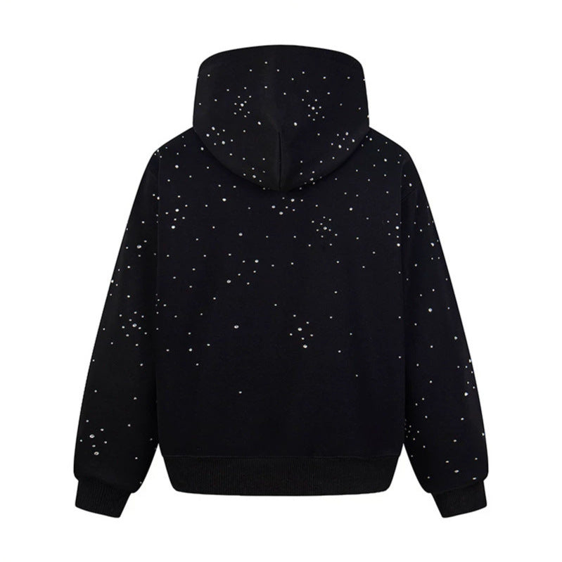Damen Kapuzenpullover mit Statement-Print Metallic-Lettering und Paint-Splatter-Optik Nord Taschen
