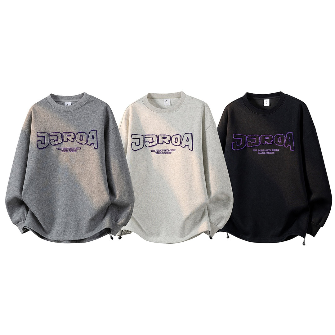 Damen Oversize-Sweatshirt mit gesticktem Schriftzug, abgerundetem Saum & überschnittener Schulter Nord Taschen