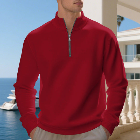 Herren sportlicher Sweatshirt mit modernem Stehkragen und Reißverschluss - Arvani