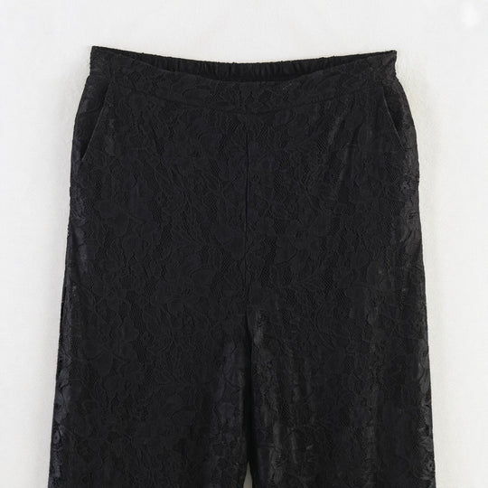 Damen Hochelastische Spitzenhose mit weitem Bein und hoher Taille Nord Taschen