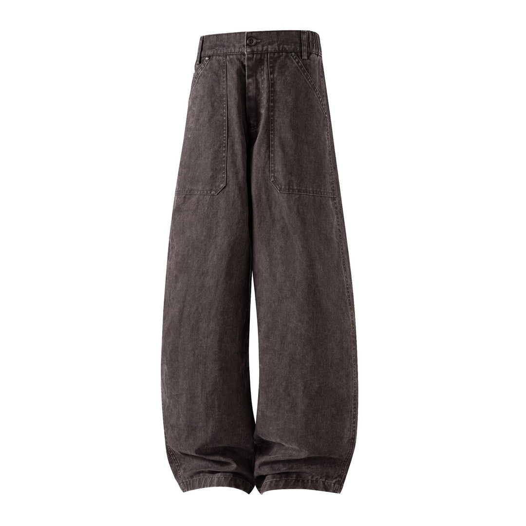 Damen Weite Utility-Jeanshose mit hoher Taille und großen aufgesetzten Taschen Nord Taschen