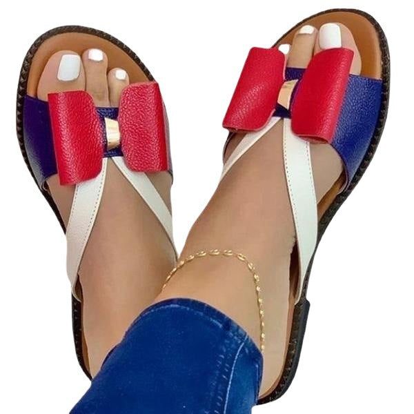 Damen bequeme und elegante Riemensandaletten mit raffiniertem Schleifen-Detail