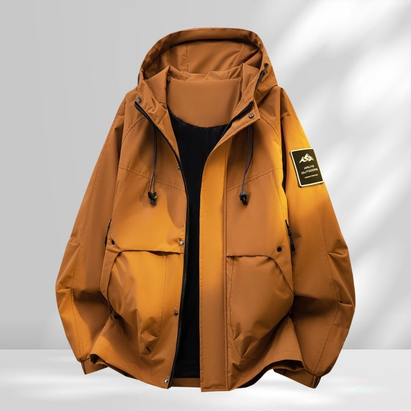 Herren Oversize-Utility-Outdoorjacke mit Kapuze, wattierter Innenlage & Multifunktionstaschen Nord Taschen