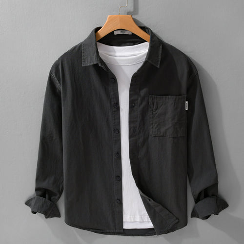 Herren Casual-Hemdjacke aus leichtem Baumwoll-Twill mit aufgesetzter Brusttasche und entspannter Passform Nord Taschen