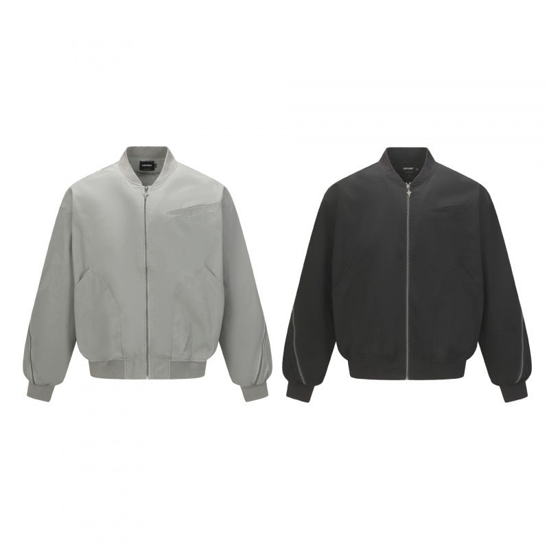 Unisex Boxy-Bomberjacke mit durchgehendem Reißverschluss, geripptem Saum und Brust‑Welttasche Nord Taschen
