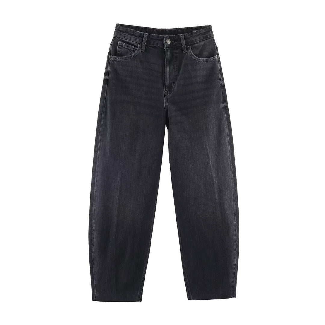 Damen Highwaist Relaxed Tapered Jeans mit konischem Bein Nord Taschen