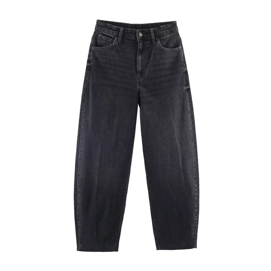Damen Highwaist Relaxed Tapered Jeans mit konischem Bein Nord Taschen