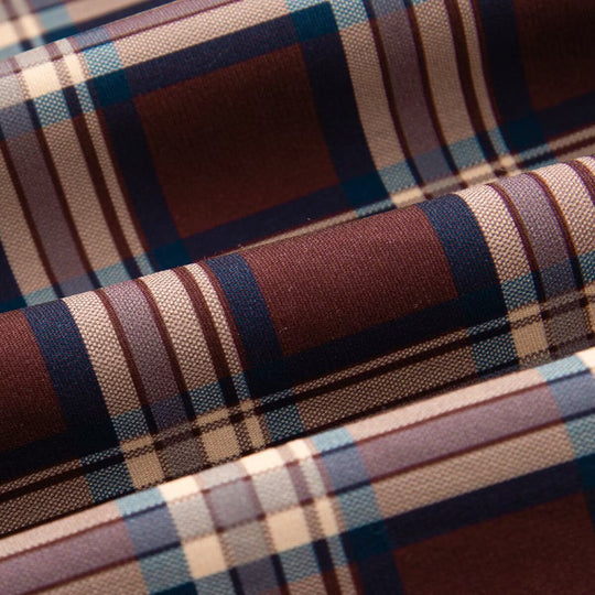 Damen Kurzgeschnittenes kariertes Blouson mit Kunstlederkragen, Reißverschluss und elastischem Saum Nord Taschen