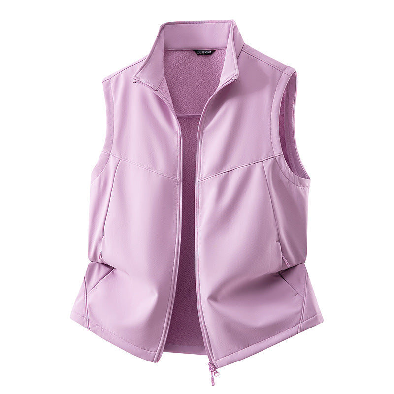 Damen Ärmellose Softshell-Weste mit Stehkragen, Stretchfutter und Zweiwege-Reißverschluss Nord Taschen