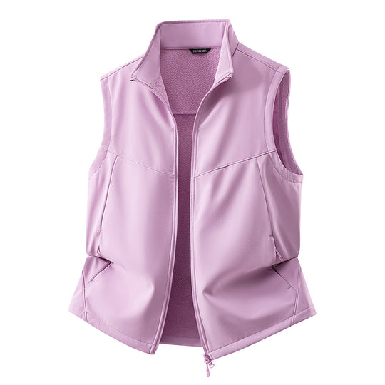 Damen Ärmellose Softshell-Weste mit Stehkragen, Stretchfutter und Zweiwege-Reißverschluss Nord Taschen