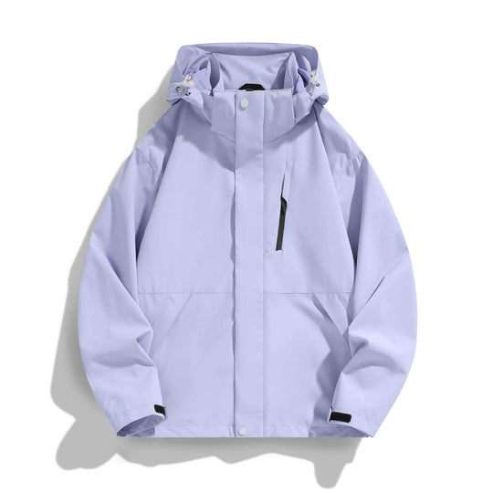 Damen Wasserabweisende Kapuzen‑Übergangsjacke mit verstellbarer Kapuze, verdeckter Frontblende und Multifunktionstaschen Nord Taschen
