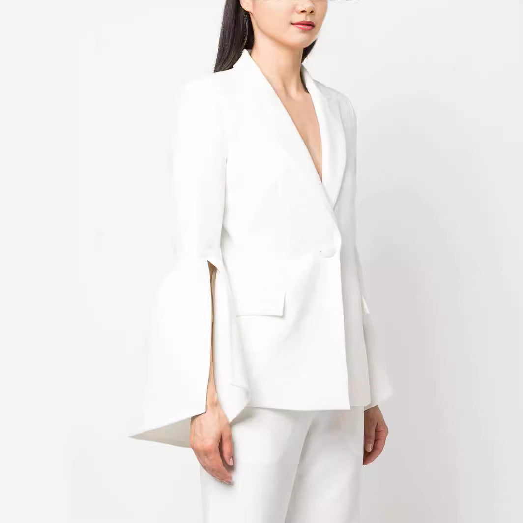 Damen Zweiteiliger Tailoring-Anzug mit tailliertem Einreiher und ausgestellten Ärmelabschlüssen Nord Taschen