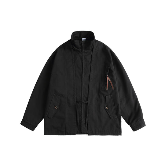 Unisex Oversized Canvas-Fieldjacke mit Tunnelzug, Funnelkragen und Utility‑Taschen Nord Taschen