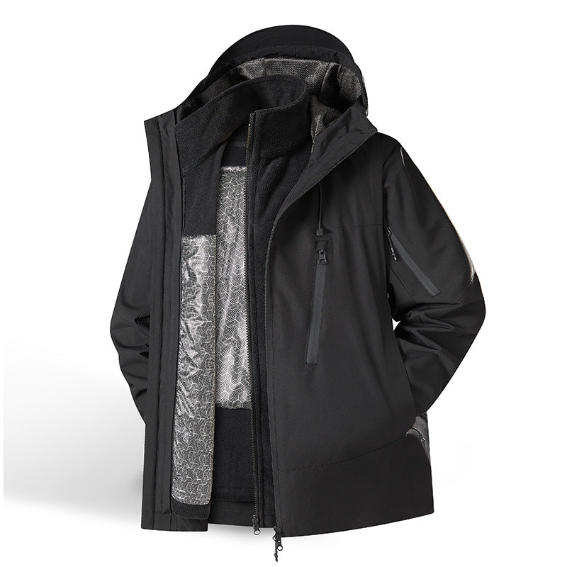 Damen Zweiteiliges wasserdichtes Funktionsjacken-Set mit herausnehmbarer Fleece-Innenjacke Nord Taschen