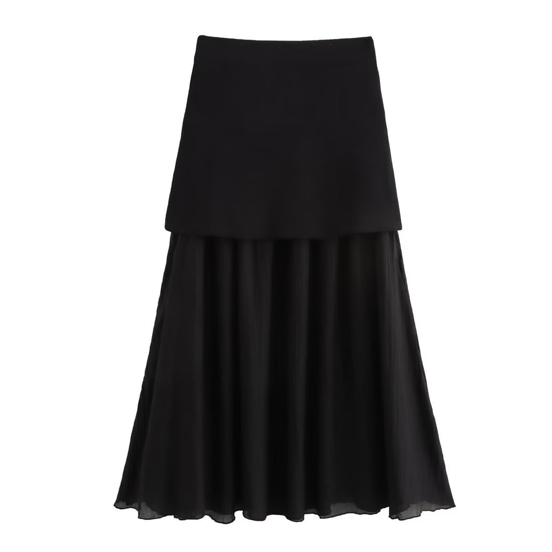 Damen Zweilagiger Chiffon-Maxirock mit glattem Hüftbesatz und A‑Linien‑Fall Nord Taschen