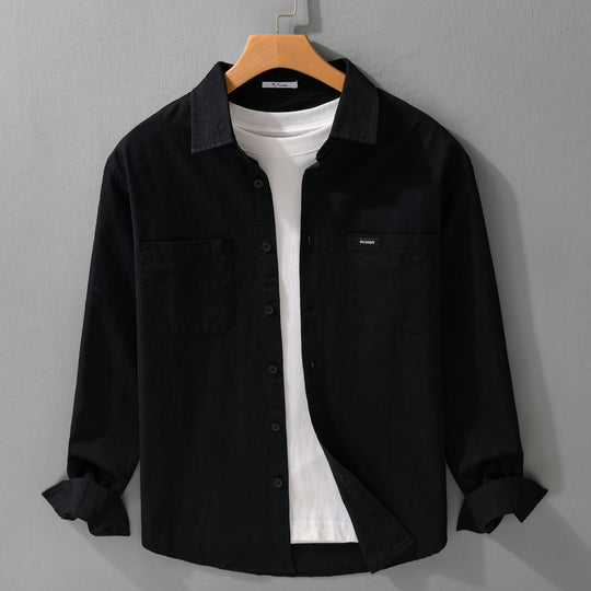 Herren Baumwoll-Overshirt im Hemdjackenstil mit aufgesetzten Brusttaschen und relaxed Fit Nord Taschen
