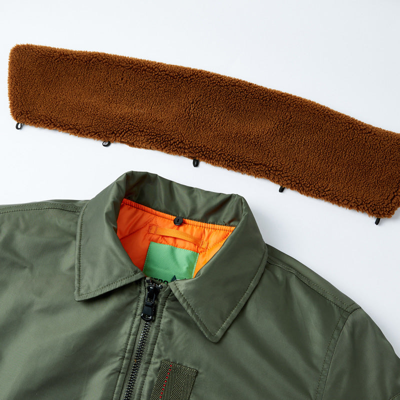 Herren Flieger-Bomberjacke mit Teddykragen, wasserabweisender Nylon-Shell und Ärmel-Utilitytasche Nord Taschen