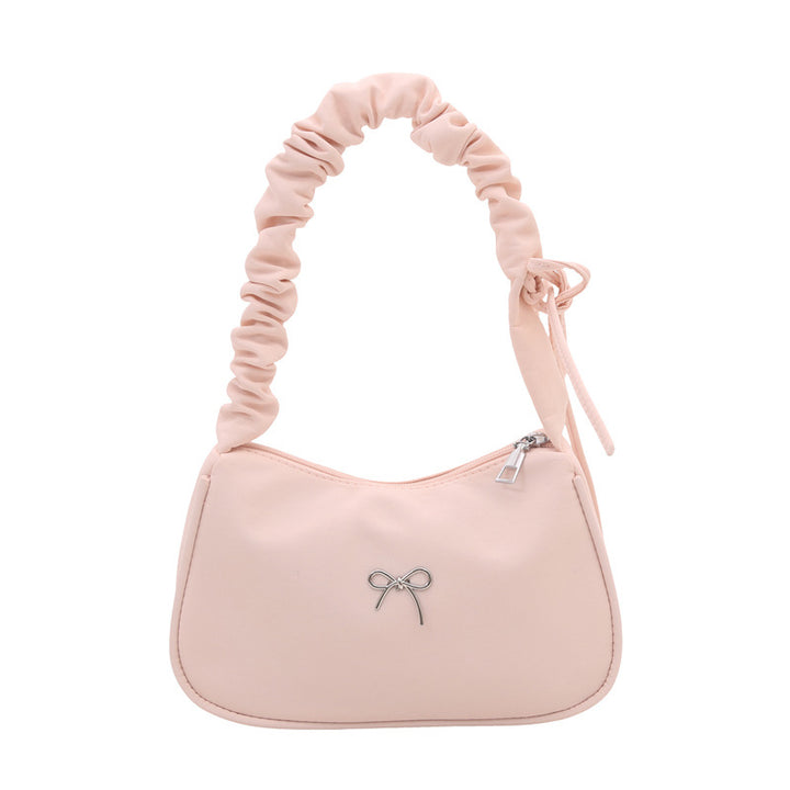 Damen elegante Schultertasche mit dekorativem Rüschengriff Nord Taschen