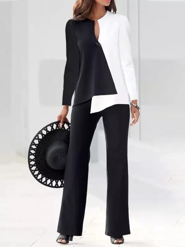 Damen Elegantes und modernes Hosenanzug-Set mit asymmetrischem Design