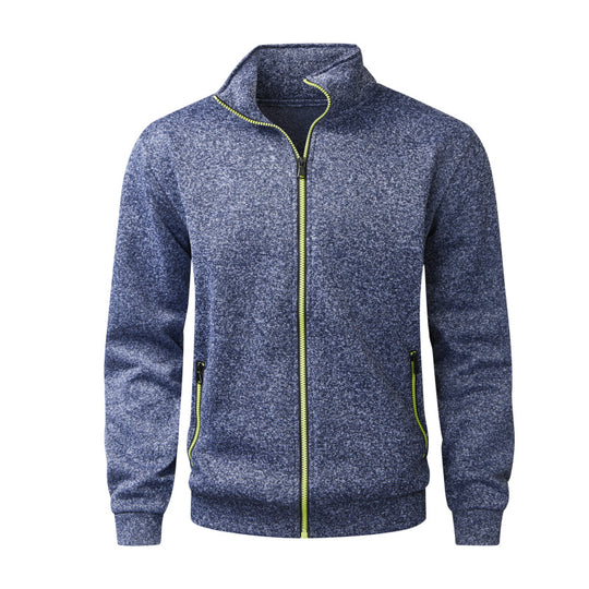 Herren Fleece-Strickjacke mit durchgehendem Reißverschluss, Stehkragen & Neon-Kontrastdetails Nord Taschen