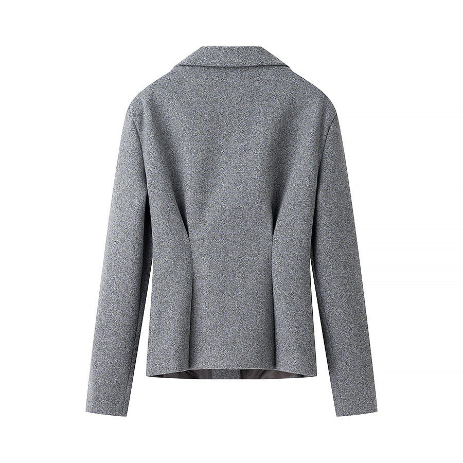 Damen Elegantes zweiteiliges Wollmix-Blazer- und Midirock-Set mit ausgestelltem Midirock Nord Taschen