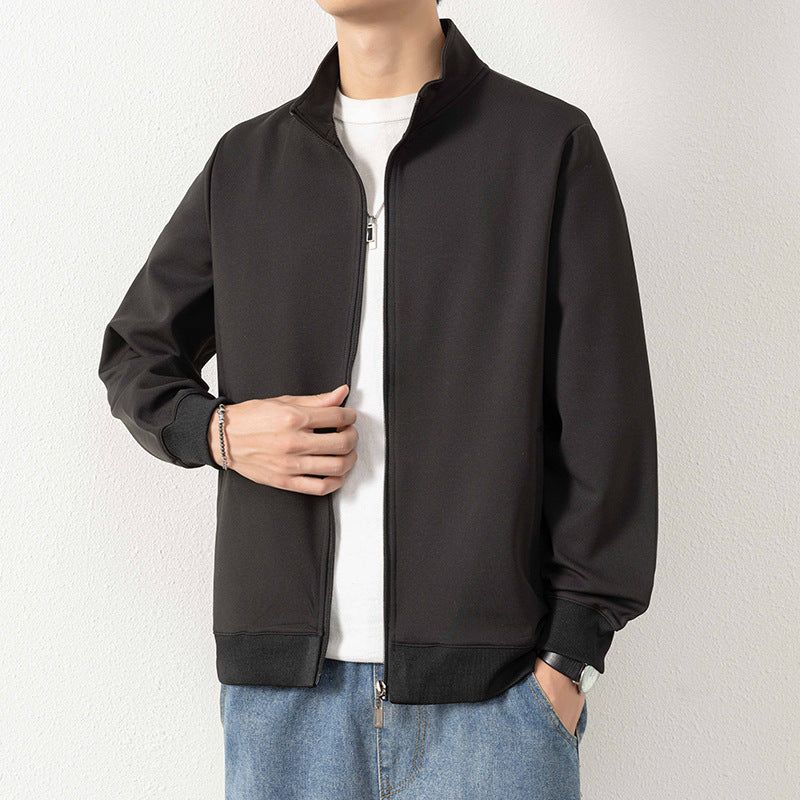 Herren Minimalistische Zip‑Blousonjacke aus technischem Stretchmaterial mit Stehkragen Nord Taschen