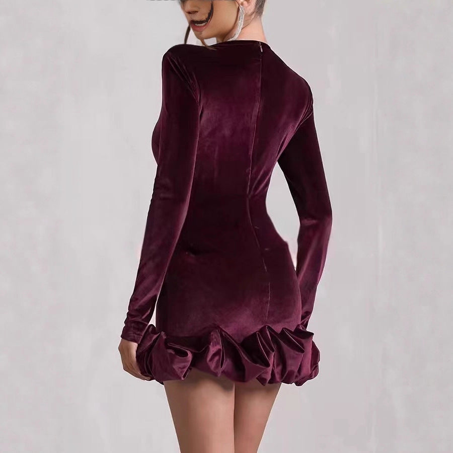 Damen Elegantes Minikleid mit Rüschensaum Nord Taschen