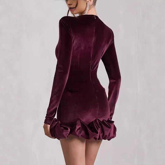 Damen Elegantes Minikleid mit Rüschensaum Nord Taschen